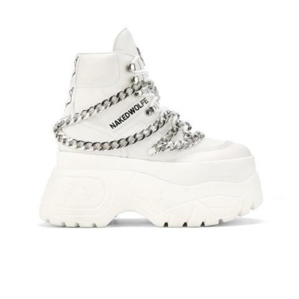 white leather platform shoes from naked Wolfe